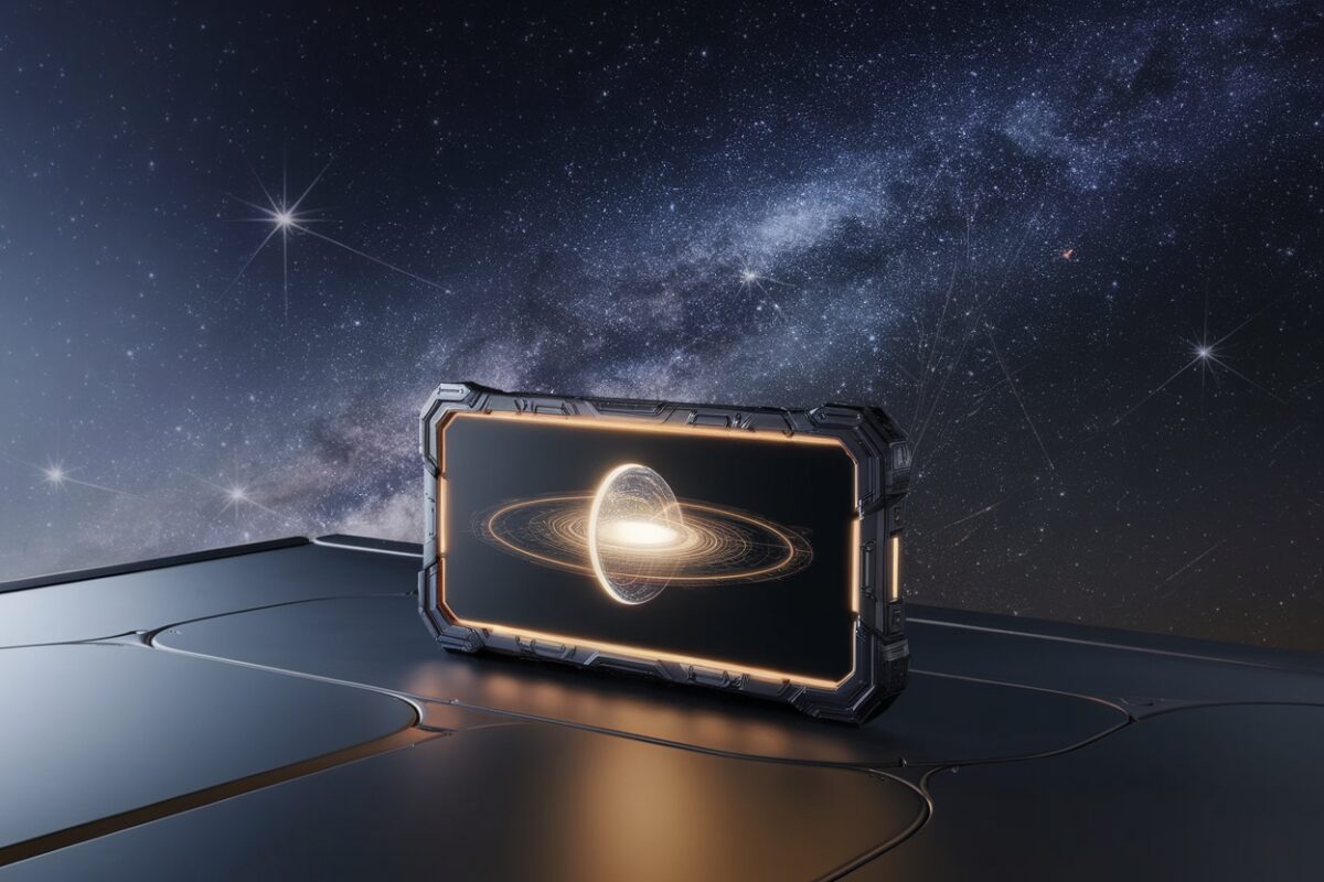 Smartphone connecté par satellite Smartphone affichant une connectivité par satellite