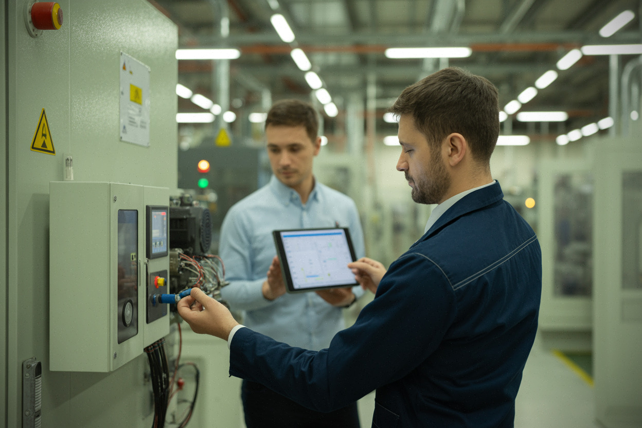 Atelier industriel, capteurs et suivi énergétique lors d’un projet soutenu en 2026