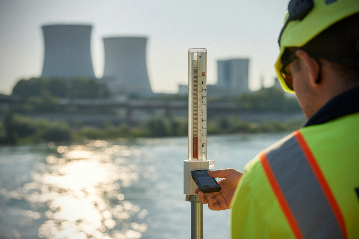 Mesure de température du Rhône près du Bugey en période de canicule