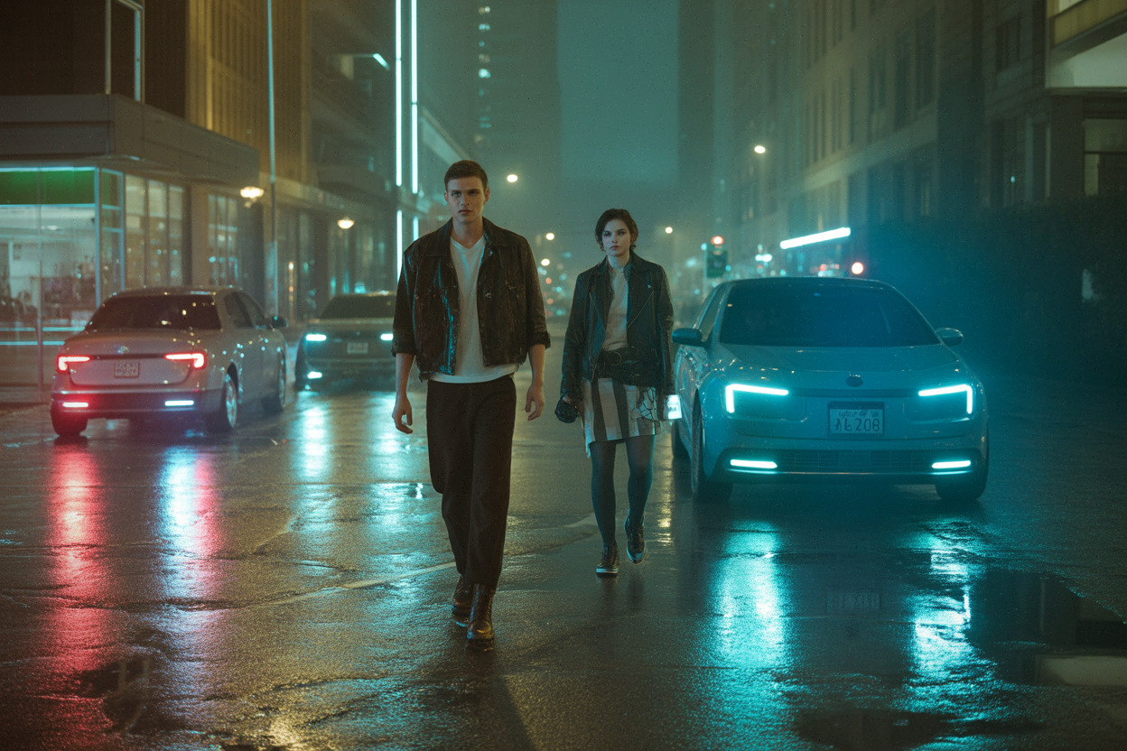 Décors urbains cyberpunk pour la série Neuromancer sur Apple TV+
