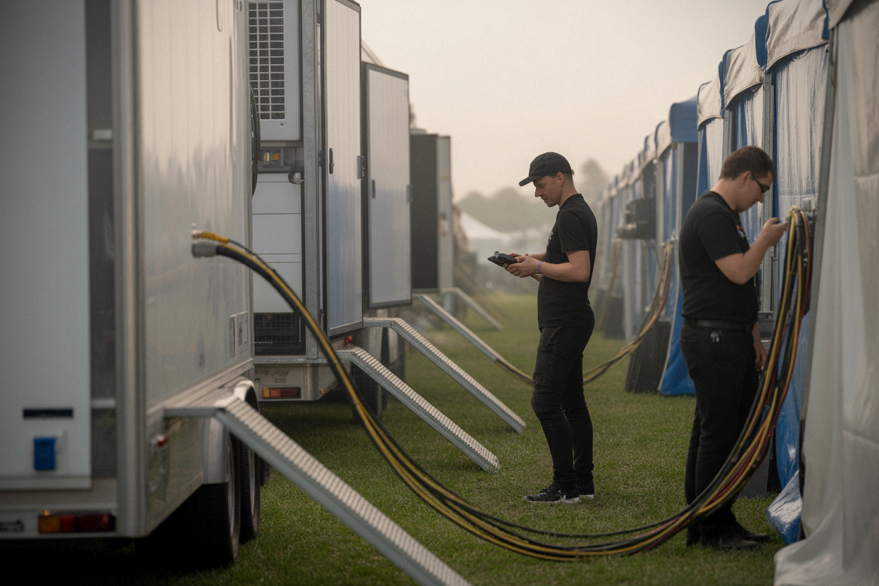 Les stands et chambres froides, gros poste électrique d’un festival d’été