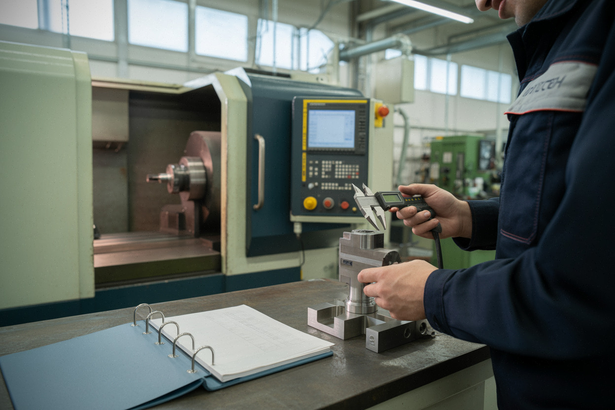 PME industrielle contrôlant une pièce pour un marché lié à Iter