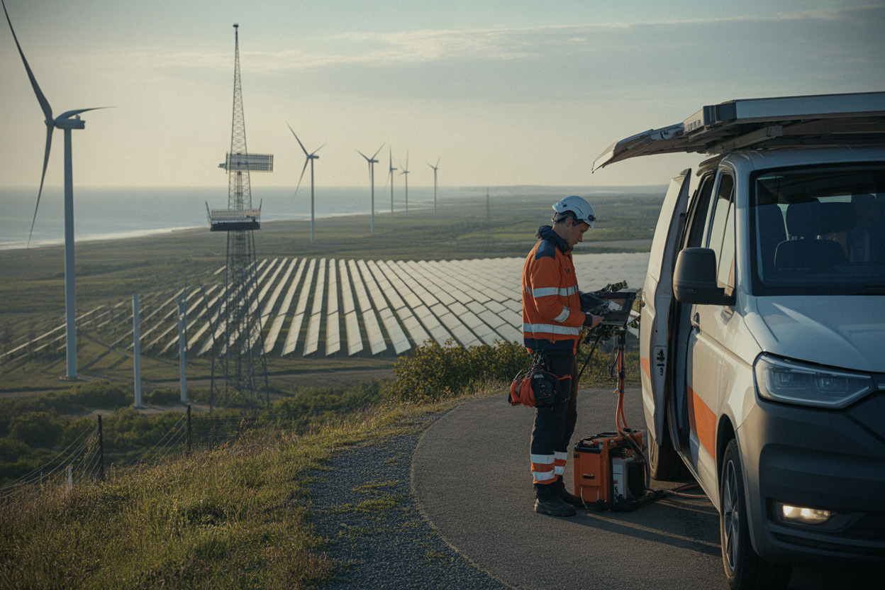 Parcs éoliens et solaire reliés au réseau électrique européen