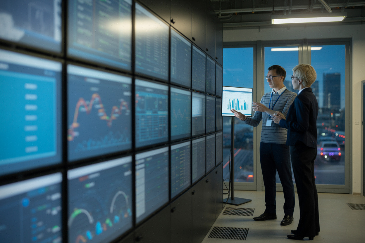Équipe cloud analysant la capacité des serveurs pour projets IA