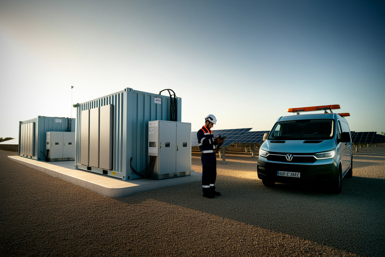 Batteries de stockage près d’un parc solaire espagnol pour lisser la production