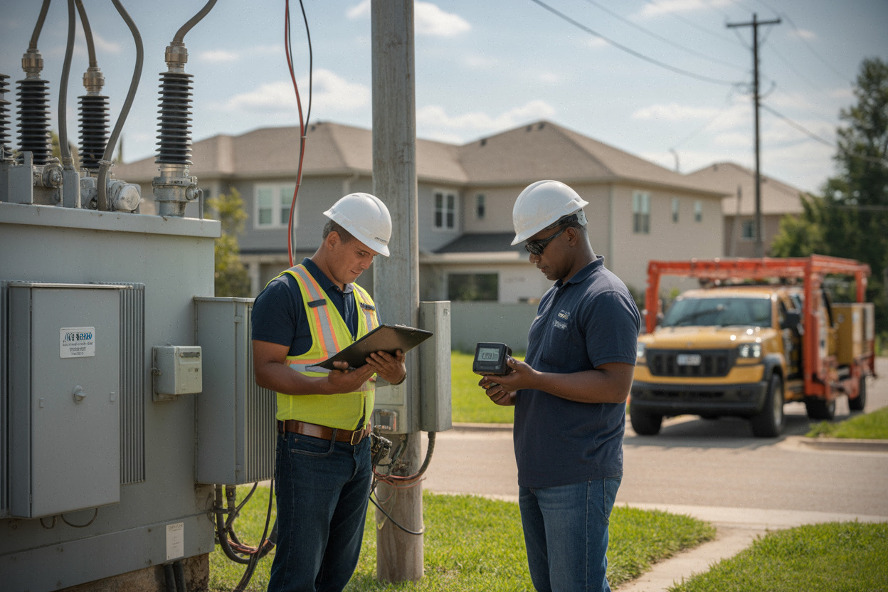 Techniciens près d’un transformateur, raccordement solaire et contraintes réseau locales