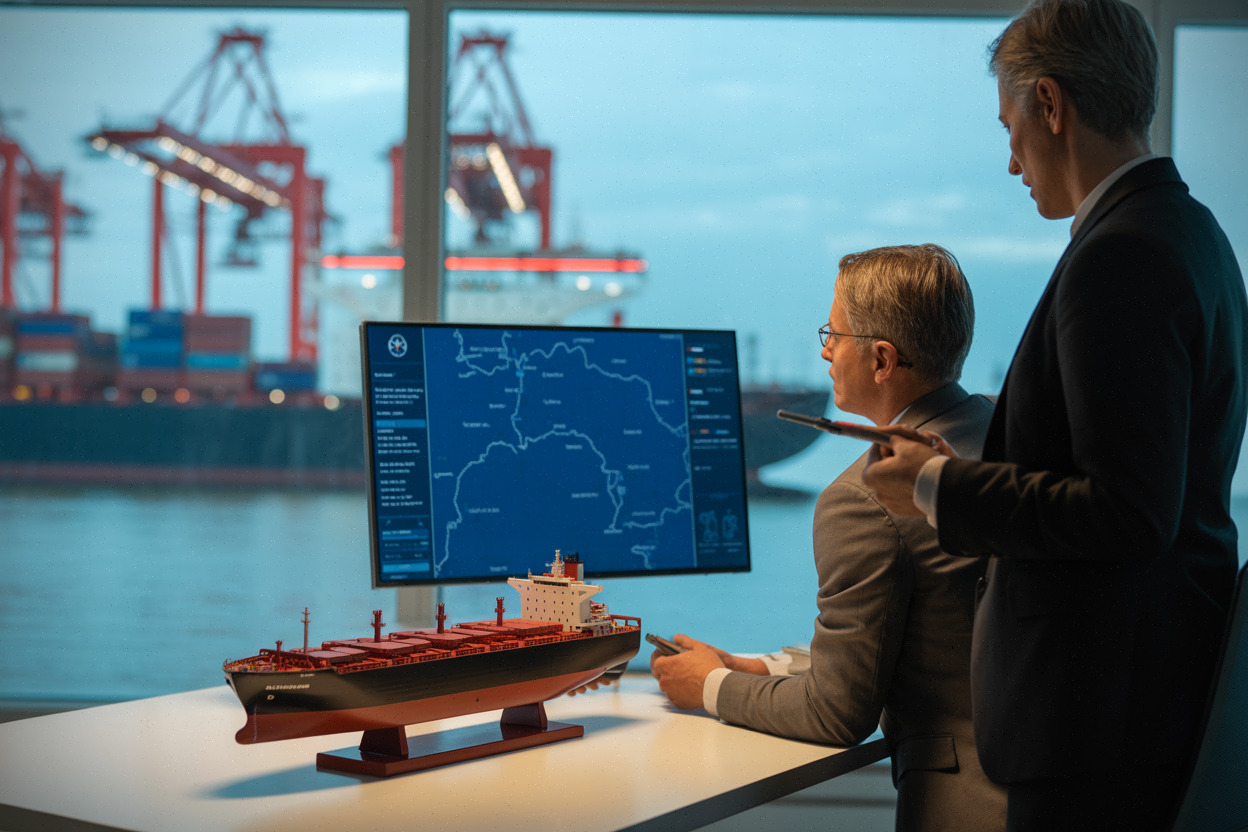 Assurance maritime et fret, acteurs analysant des routes autour du Golfe