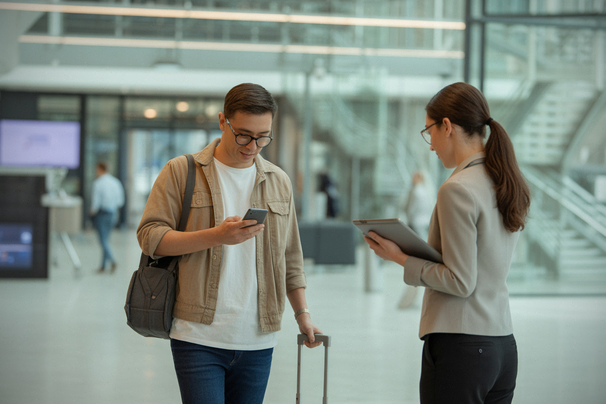 Employé en congé découvrant une notification de licenciement sur smartphone