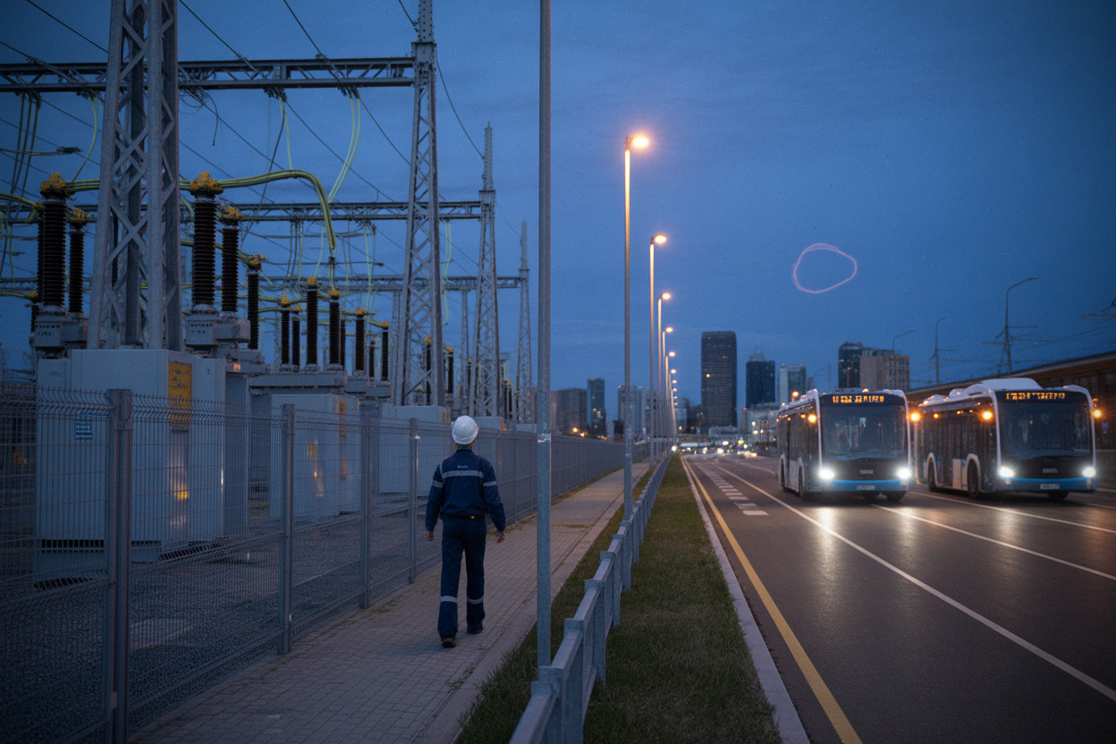 Poste électrique haute tension en Europe, supervision pendant l’éclipse solaire