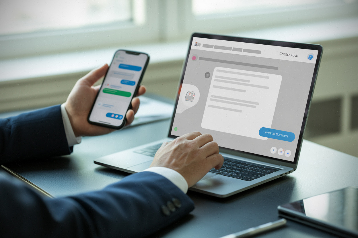 Agent immobilier utilisant un chatbot IA avec mention de transparence visible