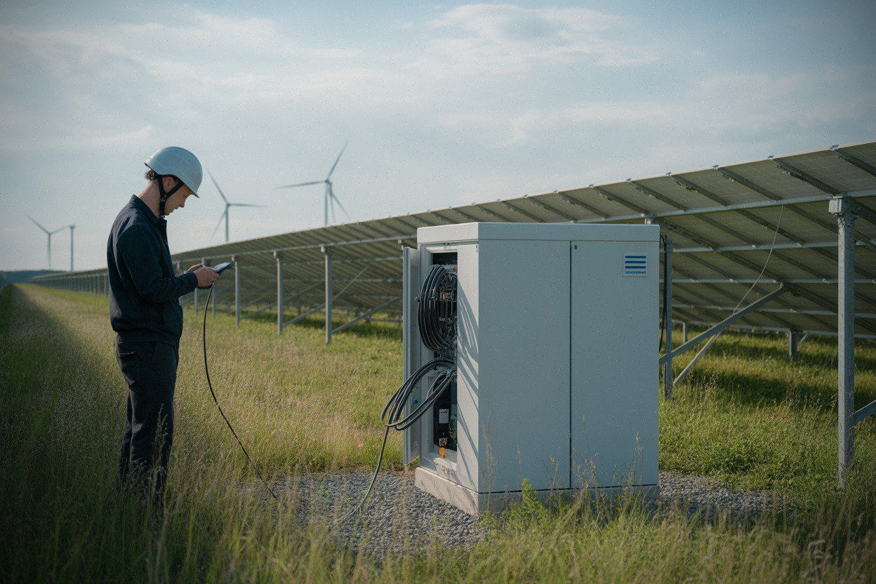 Parc solaire Friedrichshof et conteneur batterie en Mecklembourg-Poméranie-Occidentale