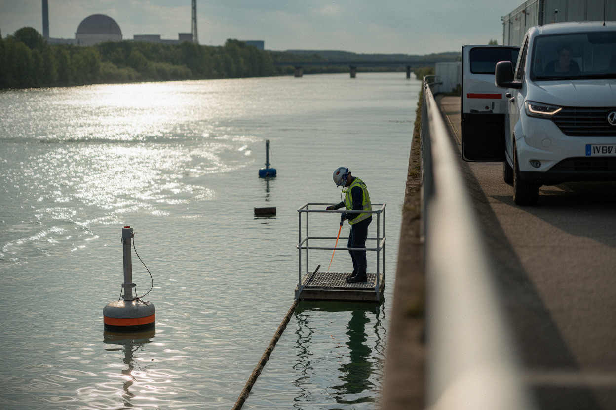 La Garonne surveillée près de Golfech lors de fortes chaleurs estivales