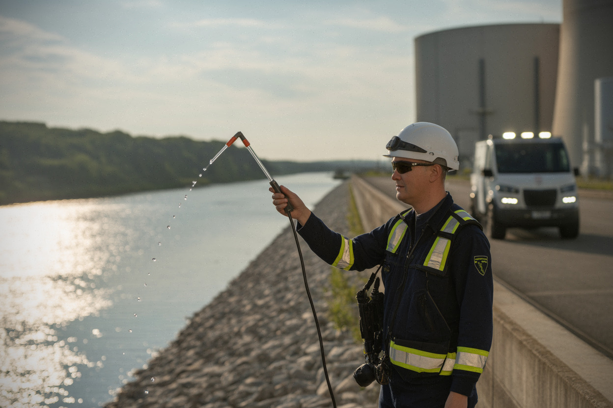 Mesure de température d’un fleuve près d’une centrale nucléaire EDF